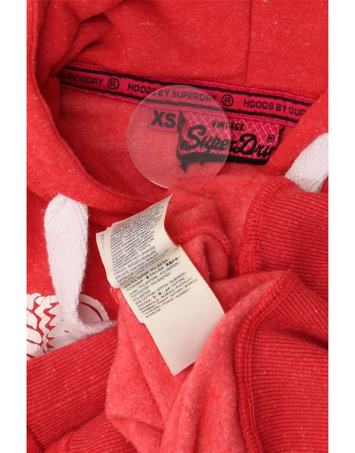 SUPERDRY Pull à capuche graphique pour femme UK 6 XS Rouge Polyester