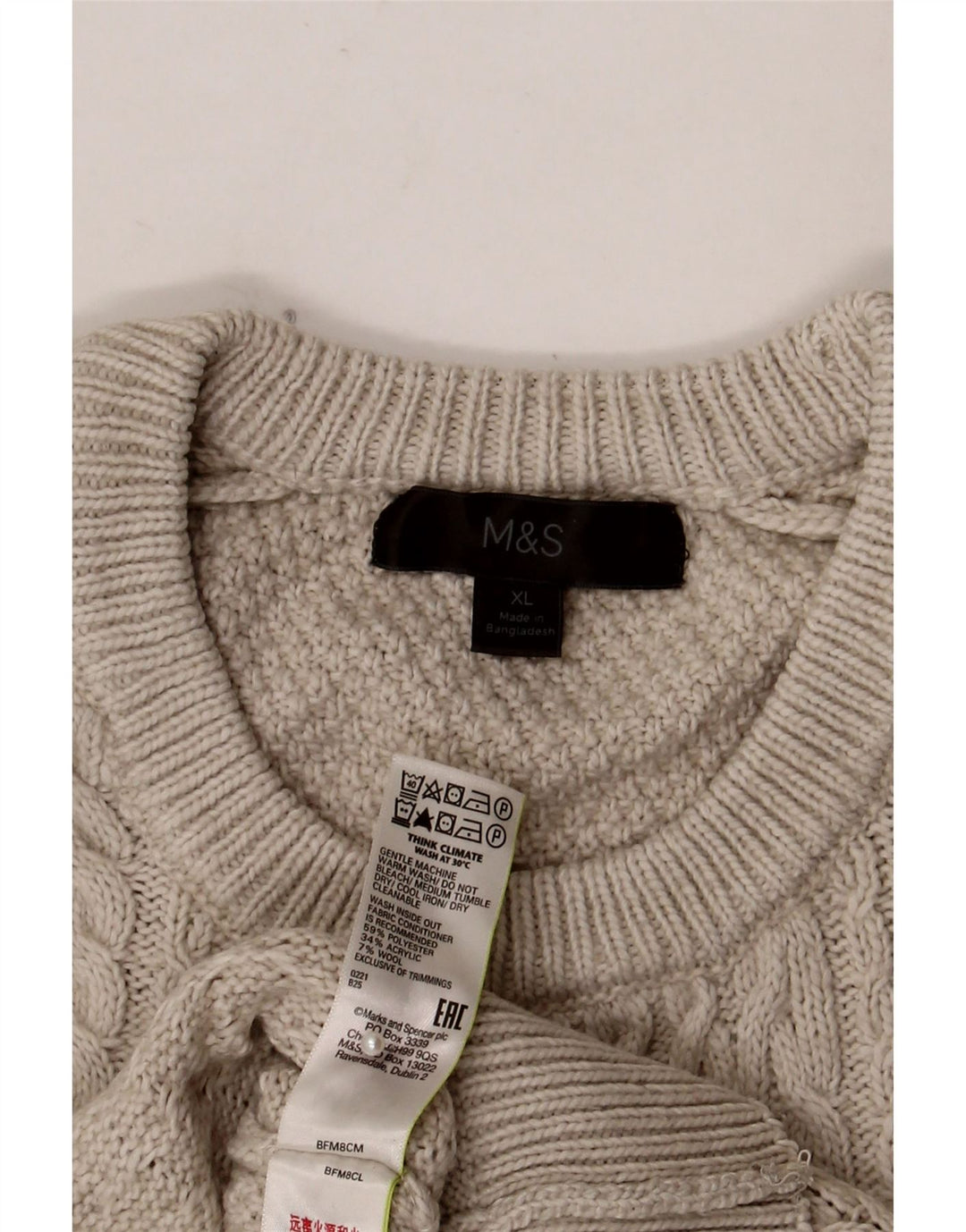 Marks & Spencer Pull à col rond pour homme XL Gris Polyester