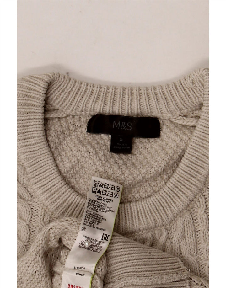 Marks & Spencer Pull à col rond pour homme XL Gris Polyester