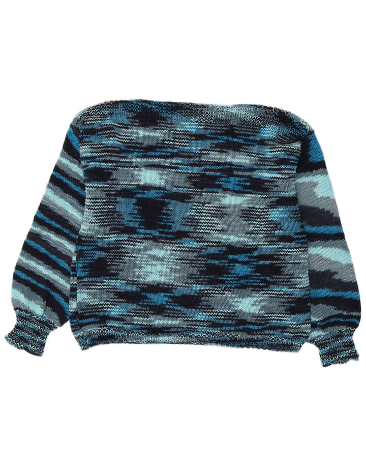 vintage Womens Boat Neck Jumper Sweater UK 16 Grand Bleu Rayé