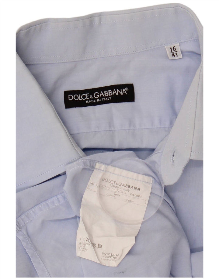 DOLCE & GABBANA Chemise Homme Taille 16 41 Grand Coton Bleu