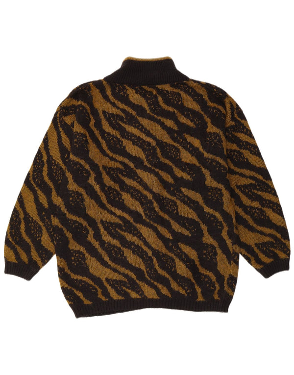 VINTAGE Femme Cardigan Pull UK 16 Grand Noir Rayé