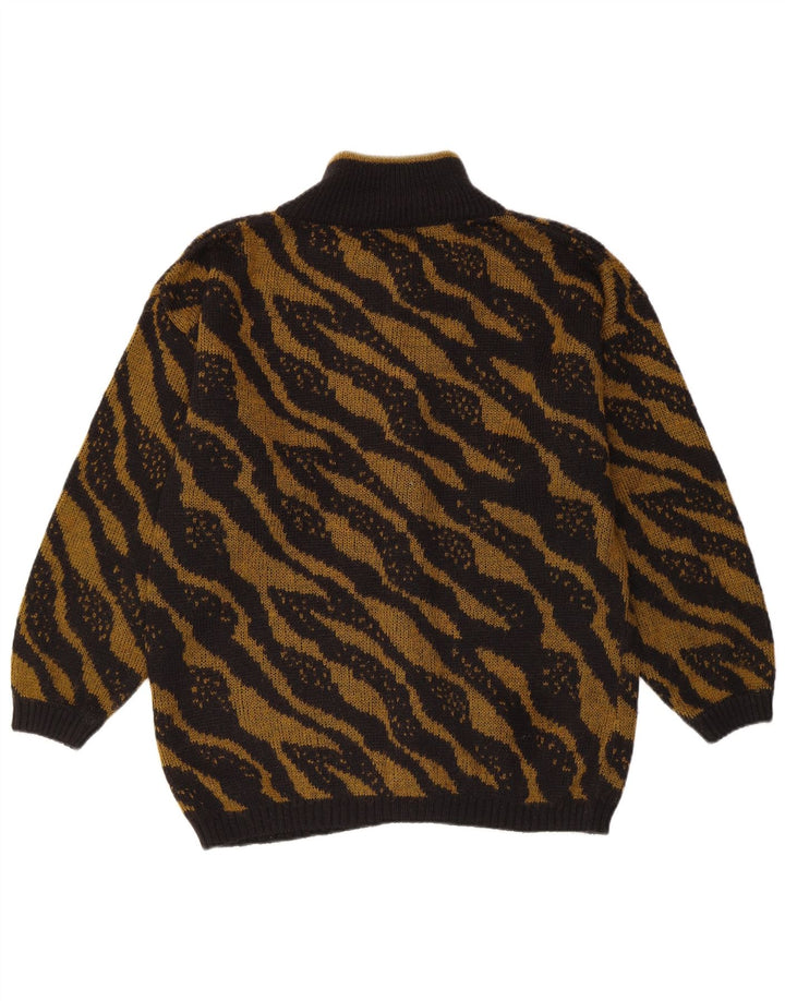 VINTAGE Femme Cardigan Pull UK 16 Grand Noir Rayé