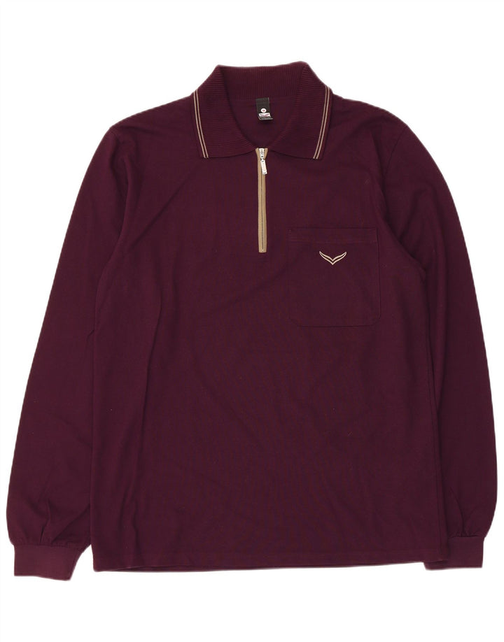 Trigema Polo à manches longues pour homme en coton marron moyen