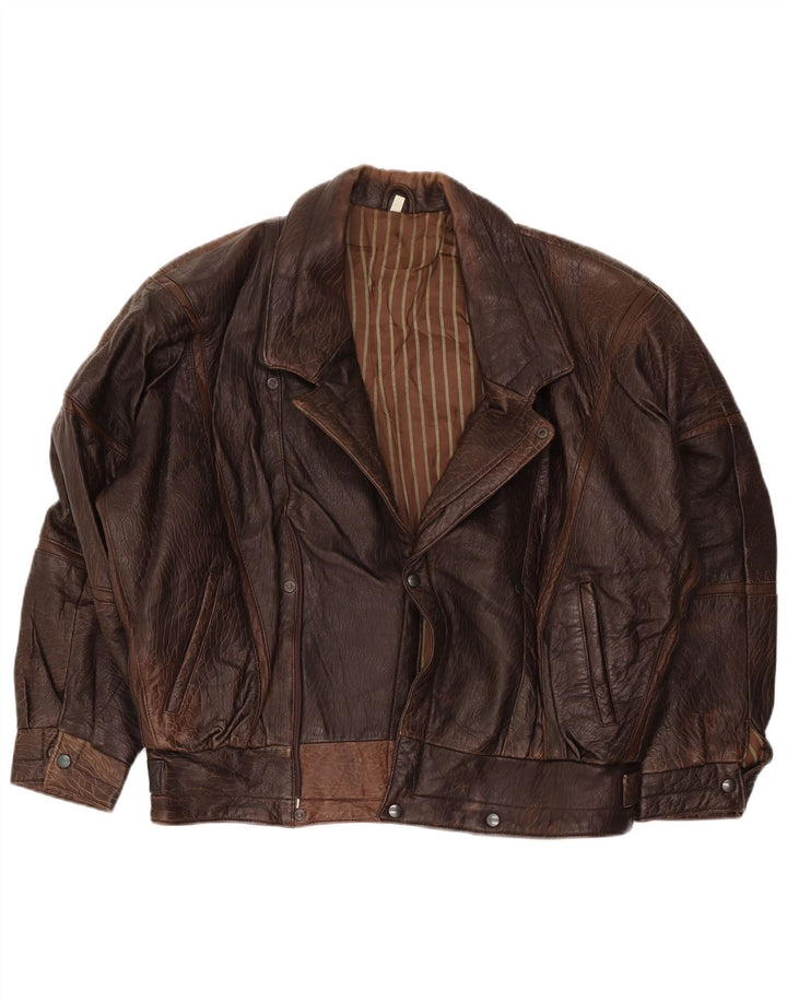 veste en cuir homme vintage IT 52 XL Marron