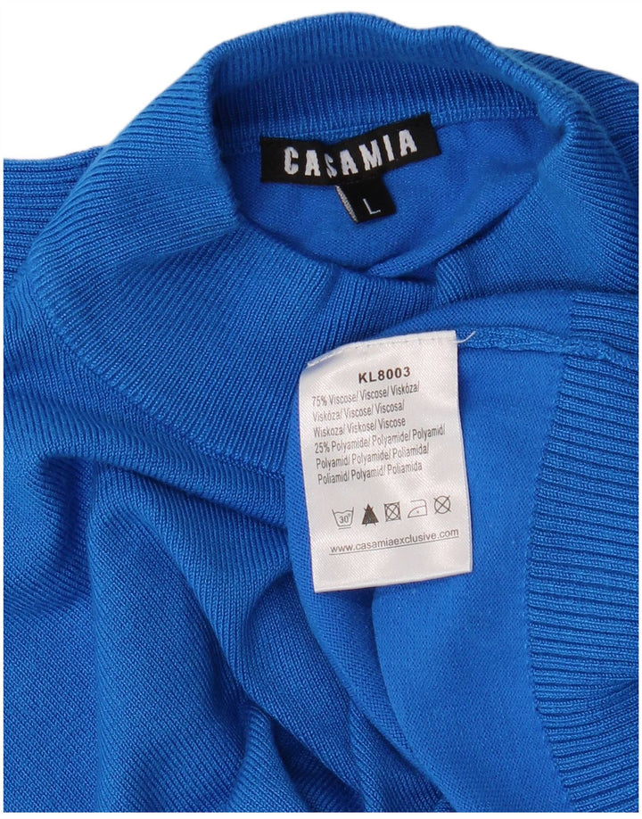 CASAMIA Pull col roulé pour femme UK 16 Large Bleu Viscose