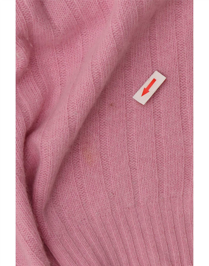 vintage Femmes Roll Neck Jumper Pull UK 14 Rose Moyen