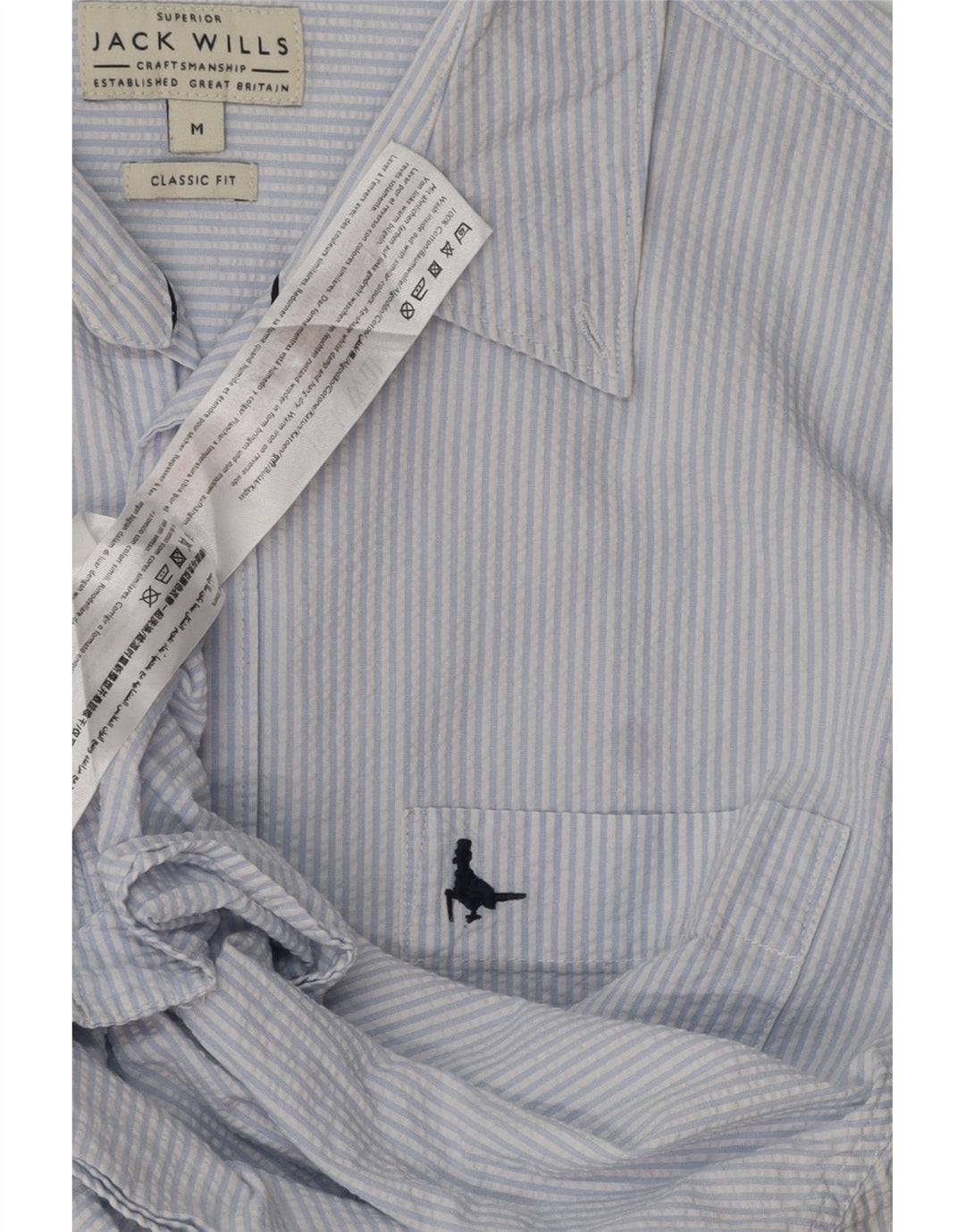 Jack Wills Chemise classique pour homme en coton à fines rayures bleu moyen