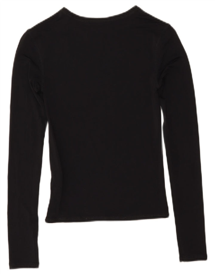 Zara Femme Crop Top Manches Longues UK 8 Petit Noir Polyamide