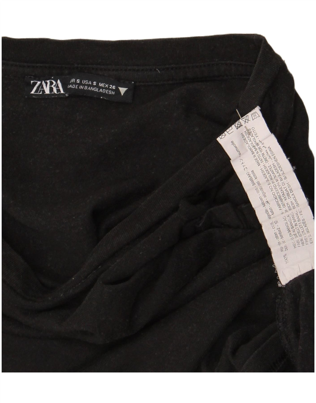 Zara Womens Crop Oversize T-Shirt Top UK 10 Petit Coton Noir