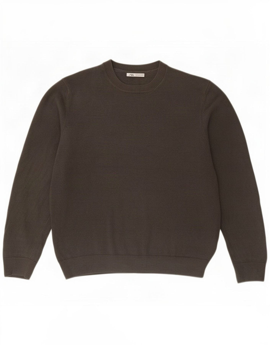 Zara Pull à col rond pour homme en lin gris Large