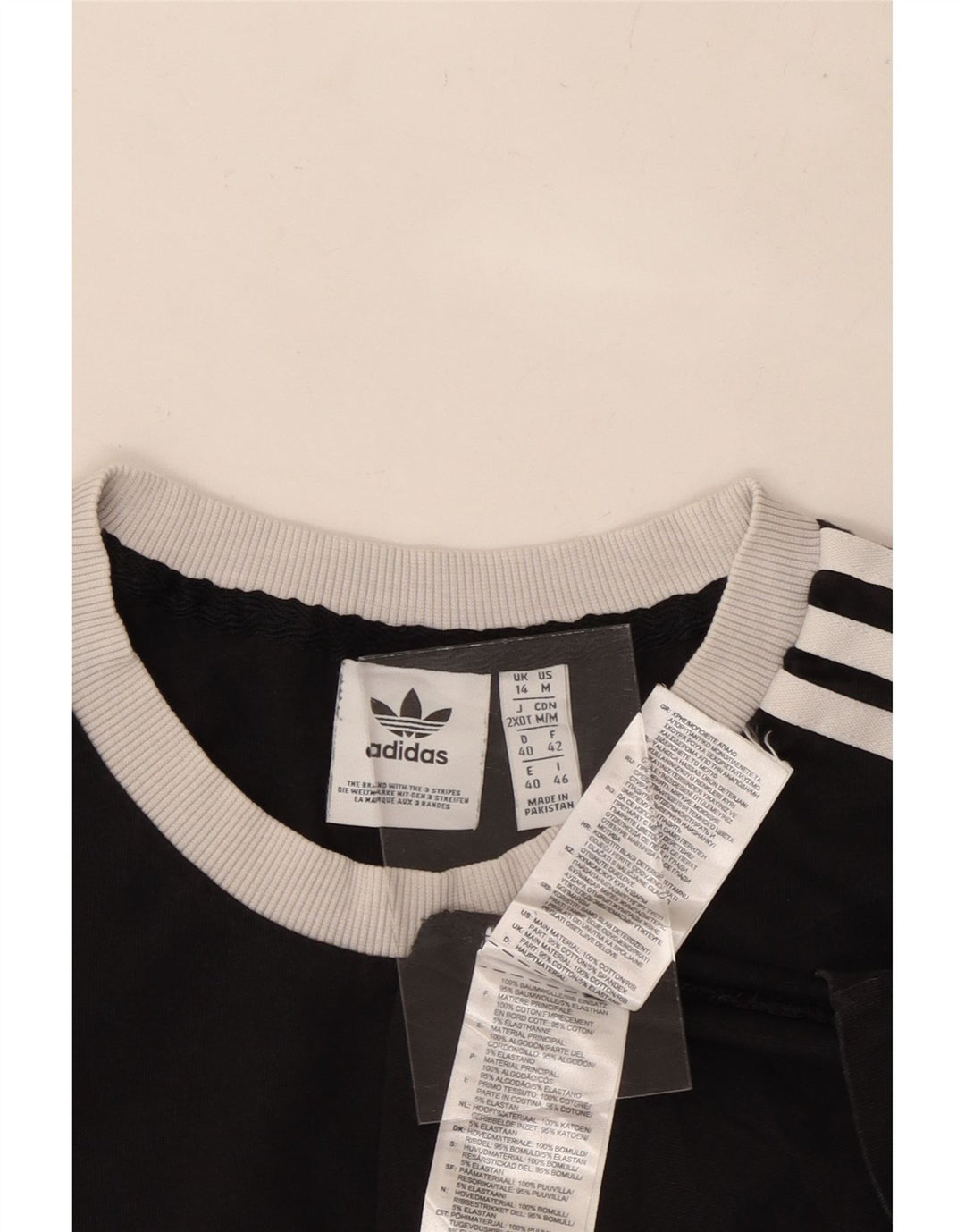 ADIDAS T-shirt pour femme UK 14 en coton noir moyen