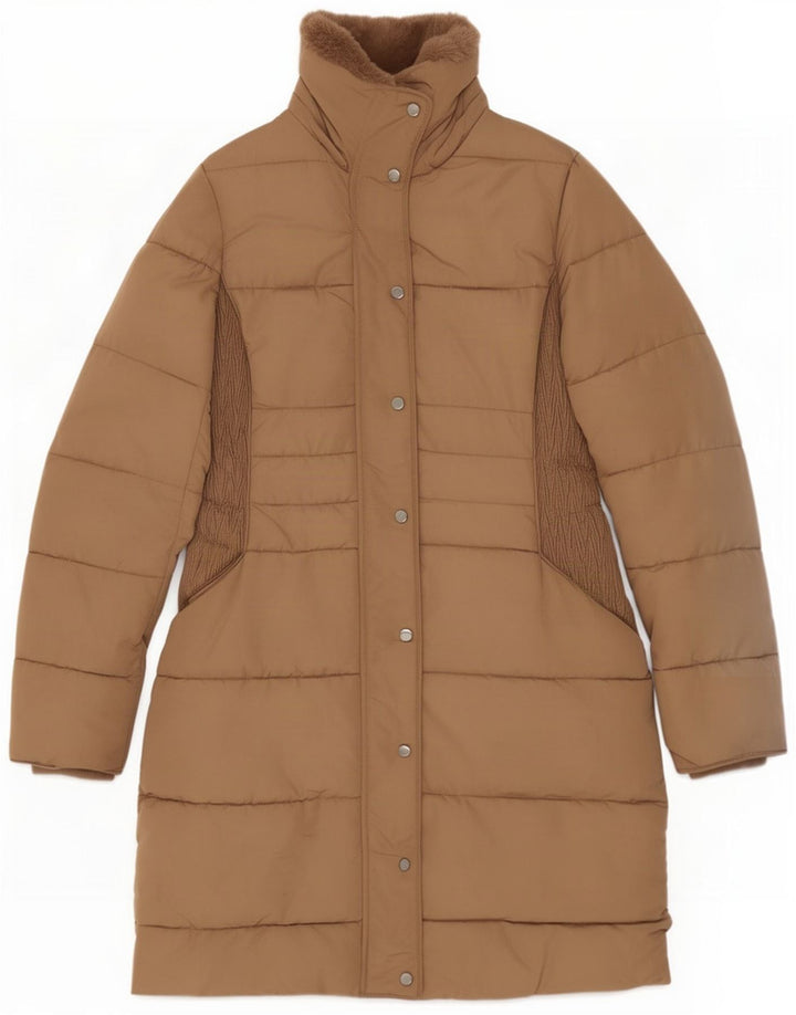 Hobbs Manteau rembourré pour femme UK 8 Petit Marron Polyester Colorblock