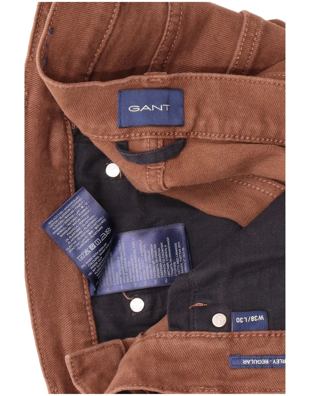 GANT Pantalon décontracté droit pour homme W38 L30 Marron Coton