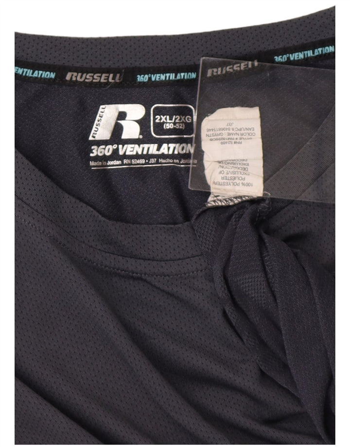 RUSSELL ATHLETIC T-Shirt Homme Top 2XL Gris Géométrique Polyester