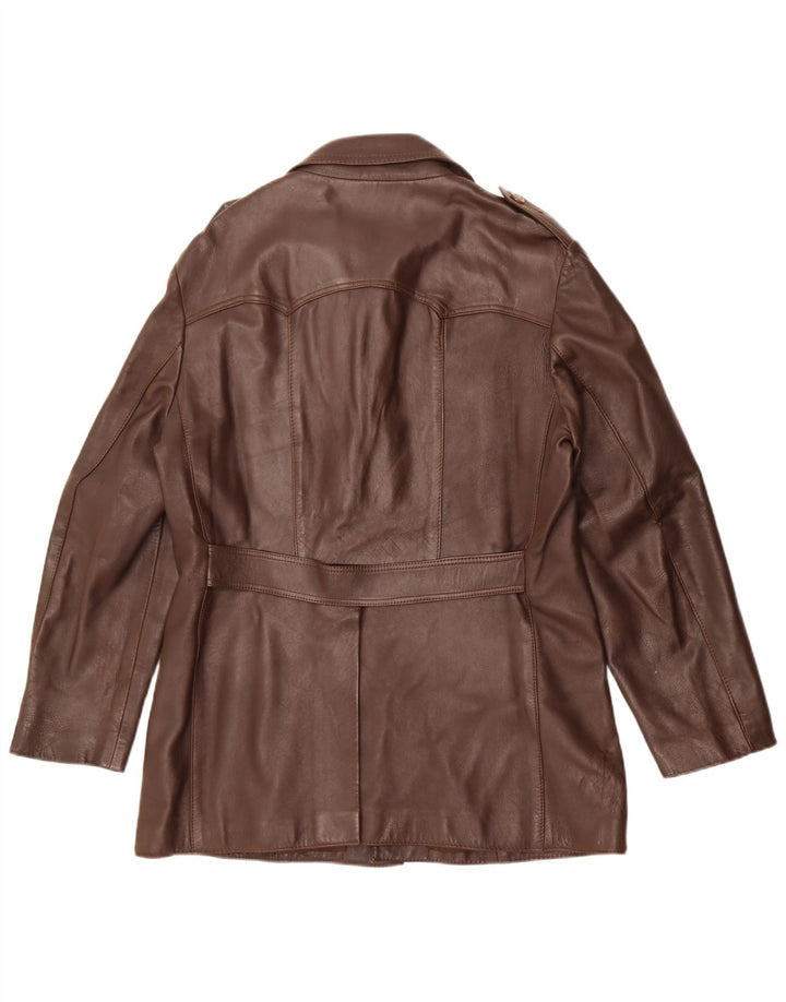 veste en cuir militaire vintage pour hommes UK 36 Petit Brun