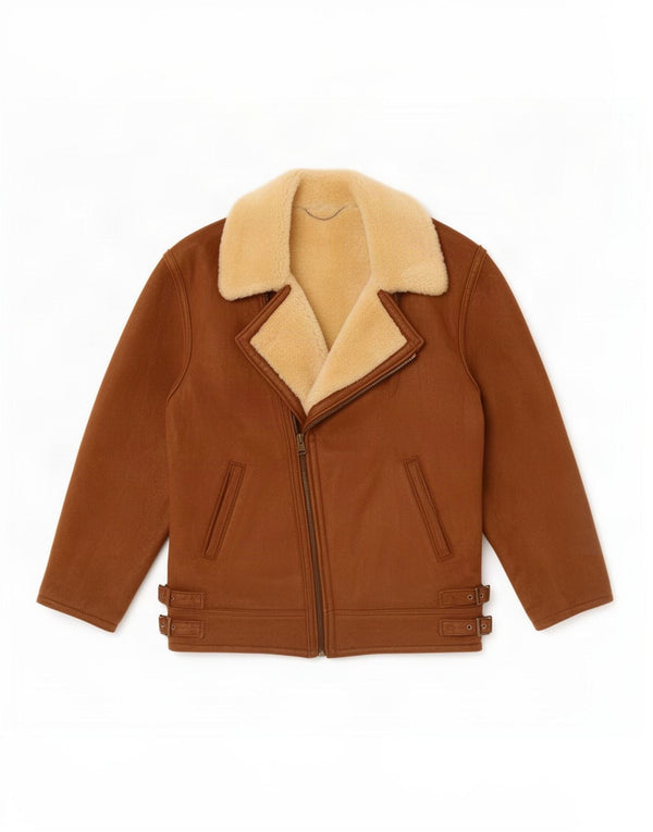 Veste Shearling Femme Vintage UK 14 Grand Marron