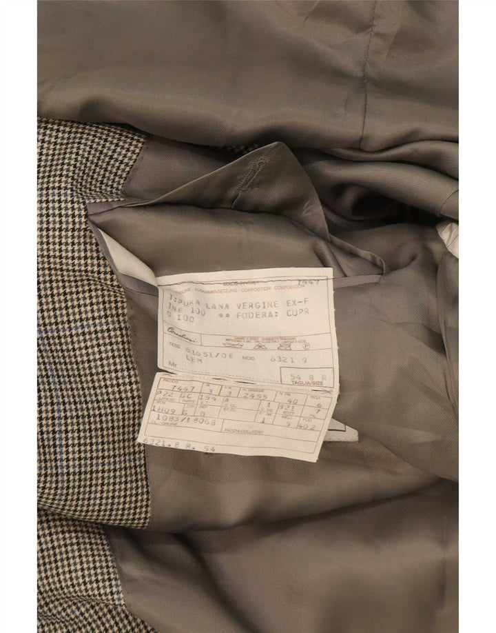 Corneliani Veste Blazer 2 Boutons Homme IT 54 2XL Gris Pied-de-Poule