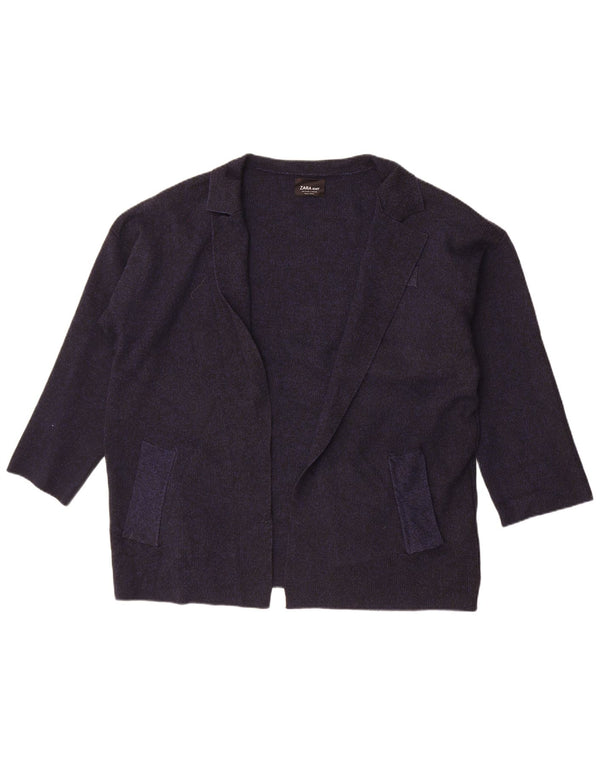 Zara Cardigan surdimensionné à manches 3/4 pour femme UK 10 Small Bleu marine