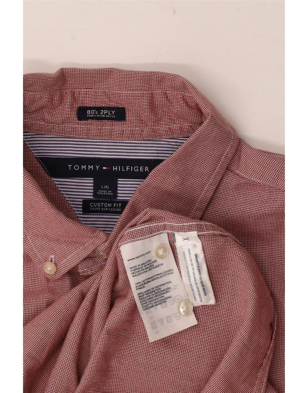 Tommy Hilfiger Chemise sur mesure pour homme en coton à carreaux rouges