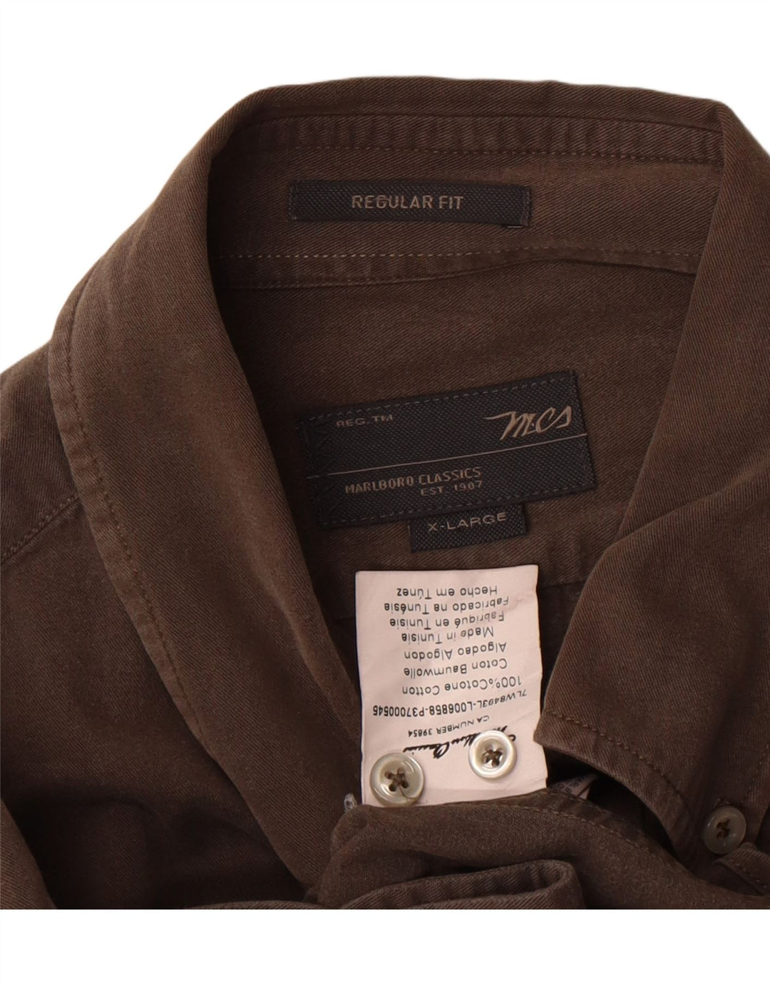 Marlboro Classics Chemise Regular Fit Homme XL Marron Coton