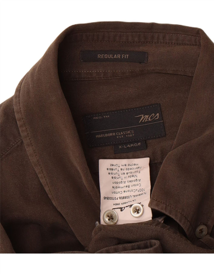 Marlboro Classics Chemise Regular Fit Homme XL Marron Coton