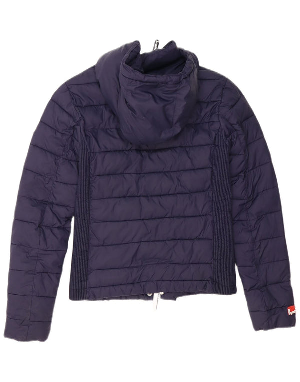 Superdry Veste matelassée à capuche pour femme UK 6 XS Bleu marine Nylon