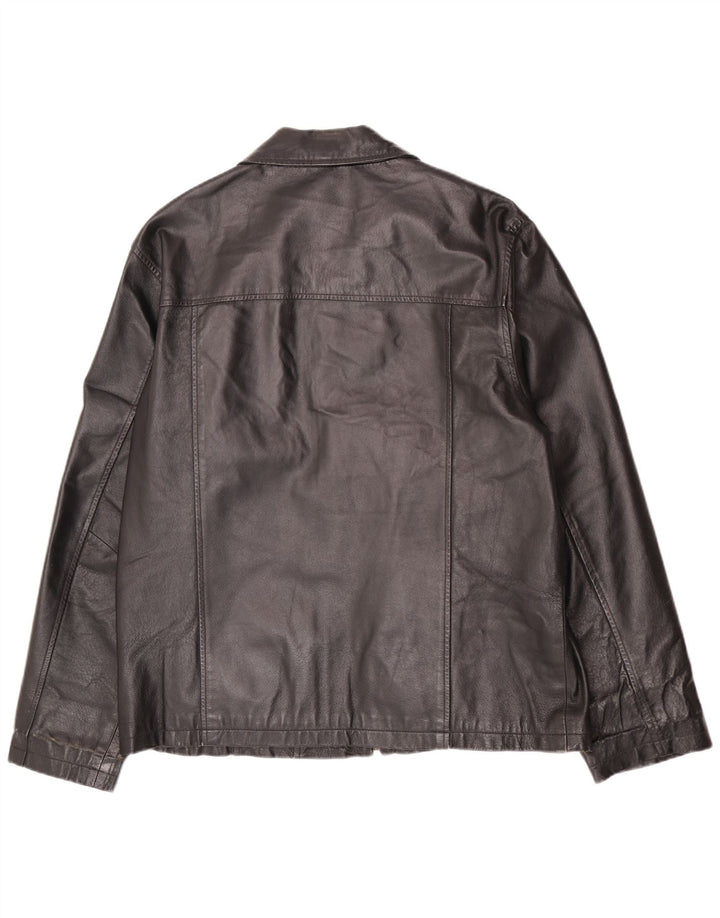 Henry Morell Veste en cuir pour homme IT 50 Large Noir