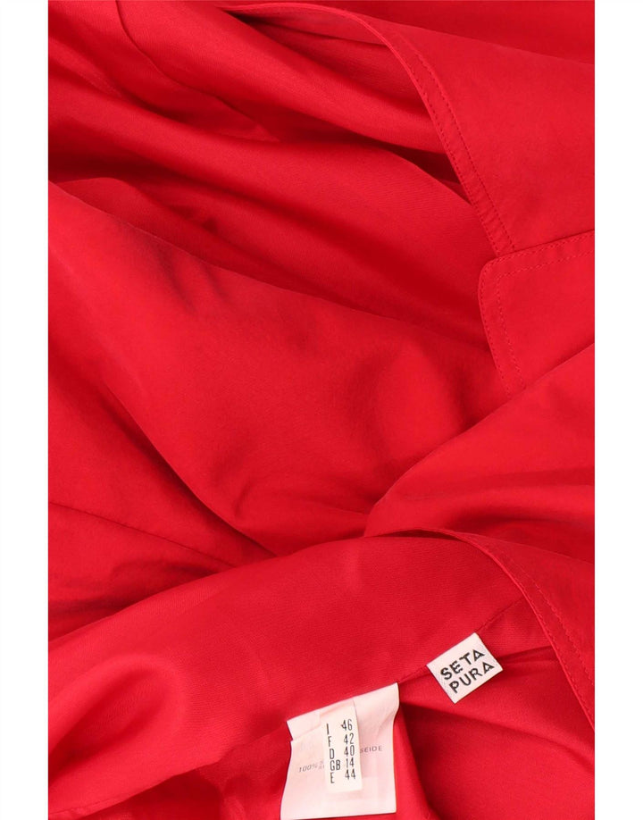 vintage Femme 2 Bouton Blazer Veste UK 14 Grande Soie Rouge