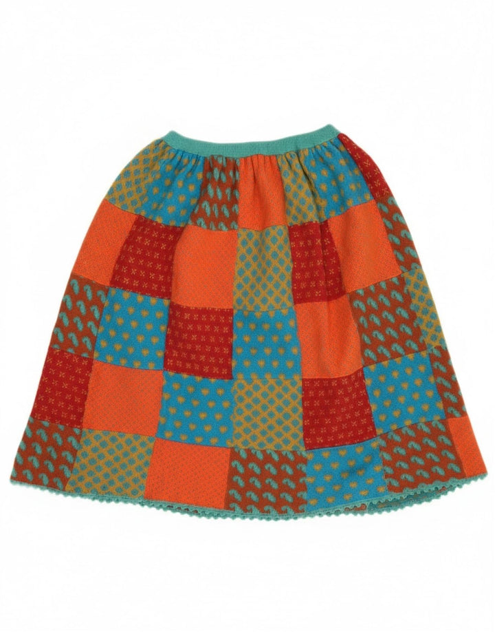 vintage Womens Knit A-Line Jupe W26 Petit Patchwork multicolore
