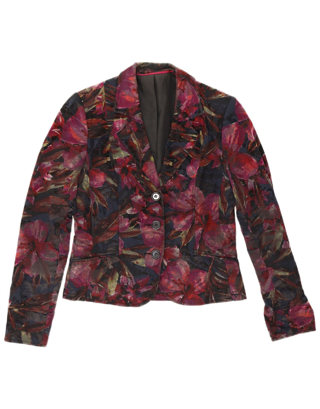 vintage Femmes 3 Bouton Blazer Veste UK 10 Petit Floral Multicolore