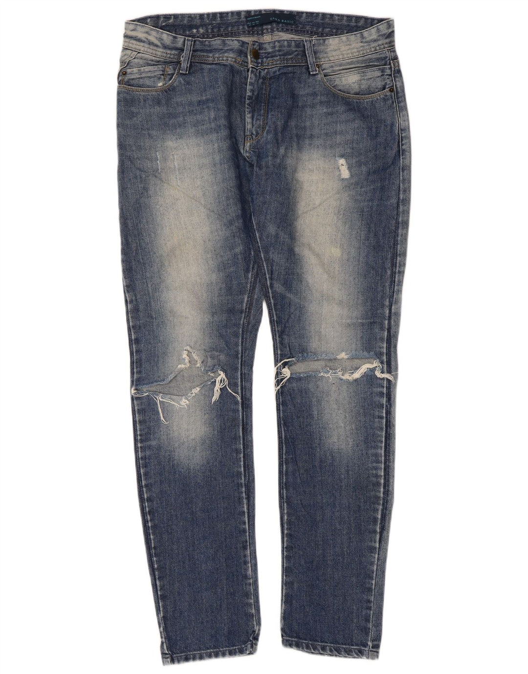 Zara Jean slim effet vieilli pour femme EU 42 Large W32 L30 Bleu
