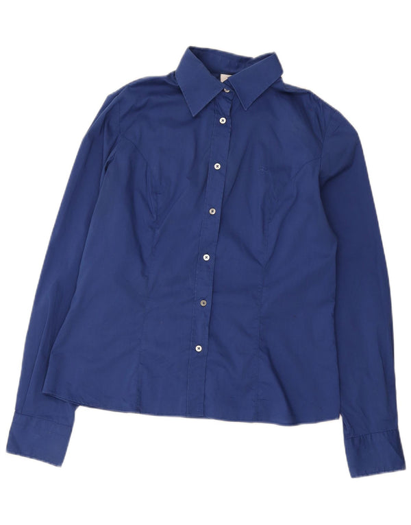 Fay Chemise Femme UK 16 Large Bleu Coton