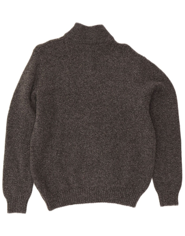 L.L.Bean Pull Cardigan Homme Gris Moyen Moucheté Laine d'Agneau