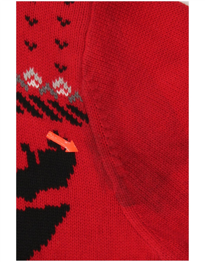 Chaps Pull col zippé pour homme en coton Fair Isle Rouge Taille L