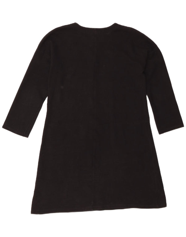 Zara Robe trapèze surdimensionnée à manches longues pour femme UK 10 Petit coton noir