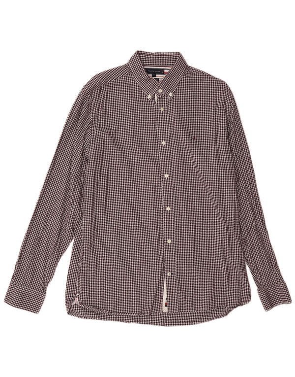Tommy Hilfiger Chemise en flanelle XL pour homme en coton vichy bordeaux