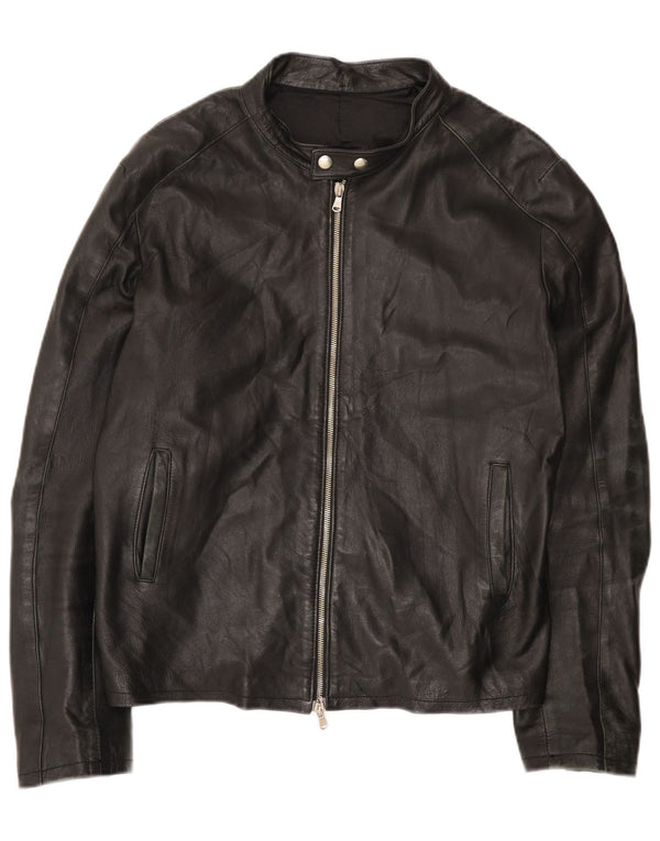 veste en cuir homme vintage UK 44 2XL Noir