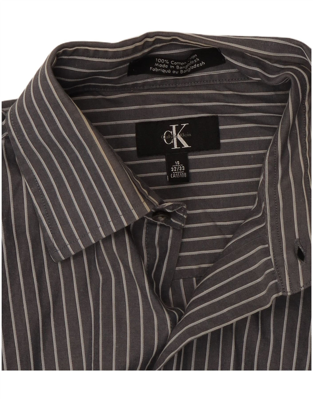 Calvin Klein Chemise homme Taille 15 Coton à fines rayures gris moyen