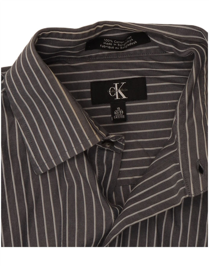Calvin Klein Chemise homme Taille 15 Coton à fines rayures gris moyen