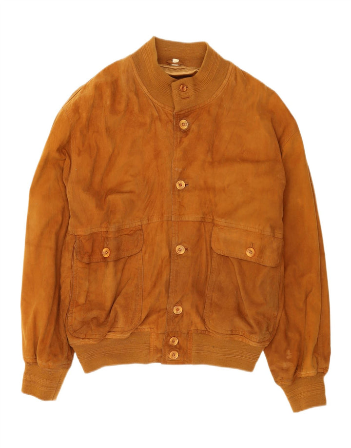 VINTAGE Veste bomber en daim pour homme UK 42 XL Beige