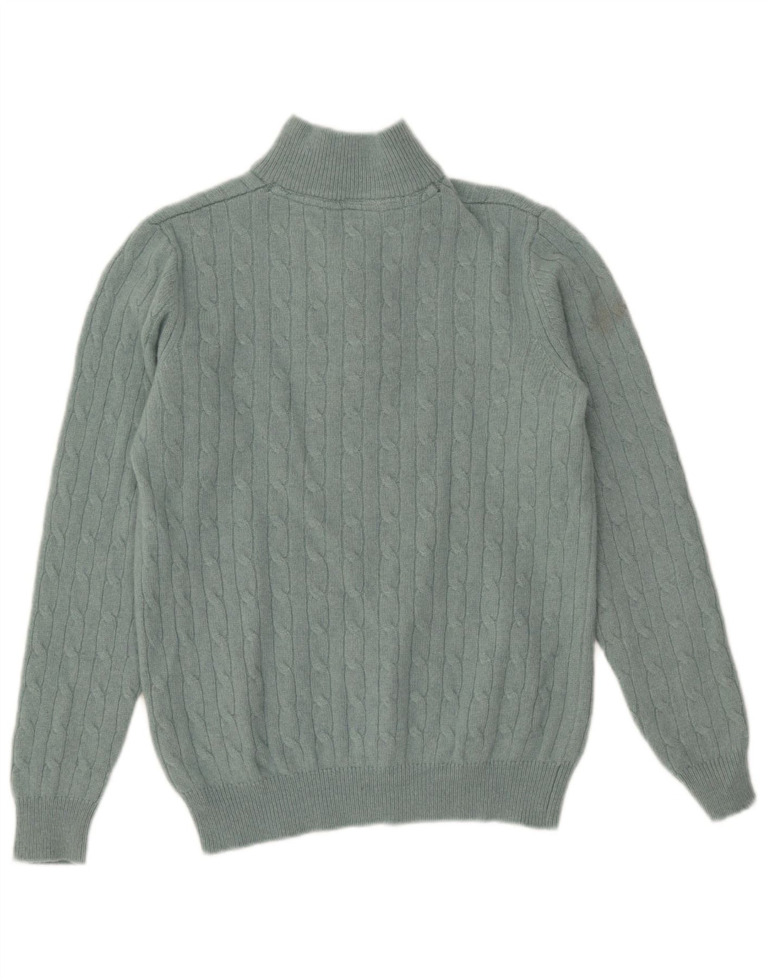 Crew Clothing Pull à col zippé pour homme Petite laine verte