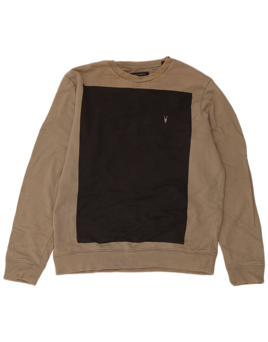 All Saints Pull-over pour hommes en coton color block beige grand
