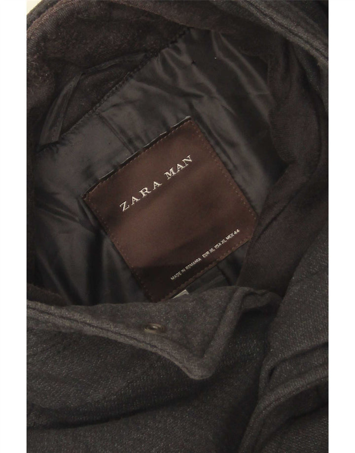 Zara Manteau Homme UK 42 XL Gris Polyester