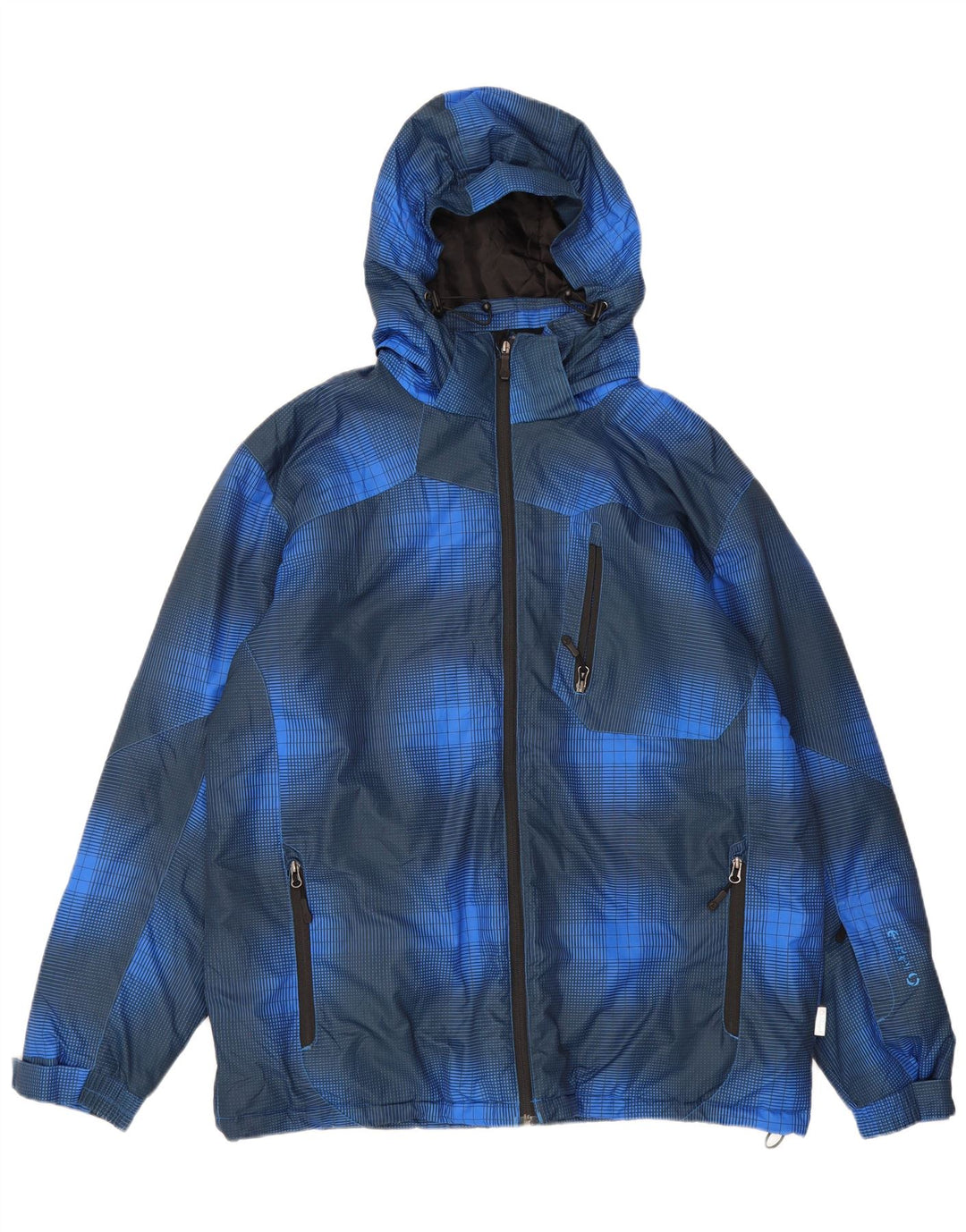 Etirel Veste de ski à capuche pour homme UK 42 XL Bleu à carreaux Polyester