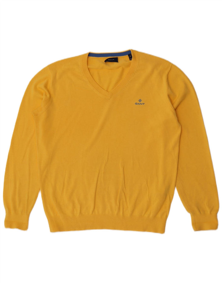 Gant Pull Col V Homme Jaune Moyen Coton