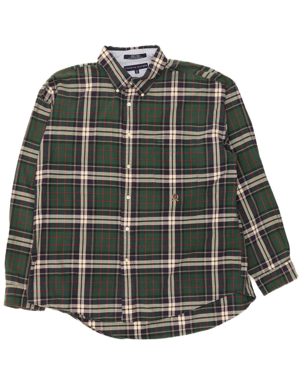 Tommy Hilfiger Chemise en flanelle pour homme 2XL en coton à carreaux vert