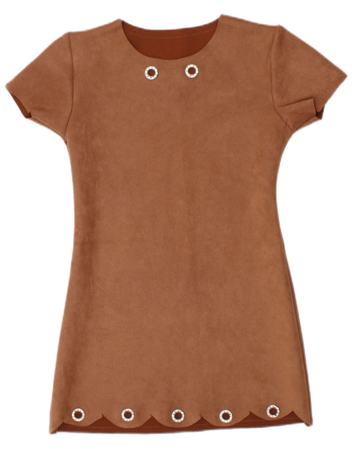 Robe droite vintage filles 3-4 ans Marron Polyester