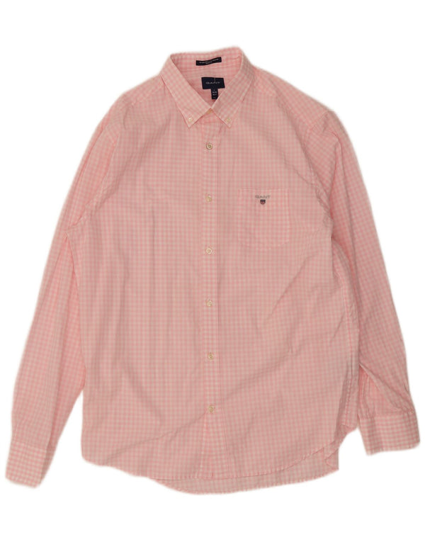 Gant Chemise coupe régulière pour homme Taille 16 1/2 41/42 Grand coton vichy rose