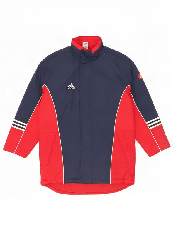 Adidas Manteau rembourré à capuche pour homme UK 38/40 Bleu marine moyen Colourblock